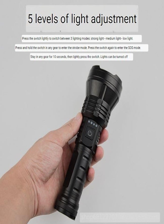 Crobat مصباح يدوي تكتيكي فائق السطوع من كروبات، 5 أوضاع إضاءة، 2100 لومن، مقاوم للماء، قوي، قابل لإعادة الشحن، مزود بإضاءة ليزر LED بيضاء XHP70 وXHP360 - Image 2